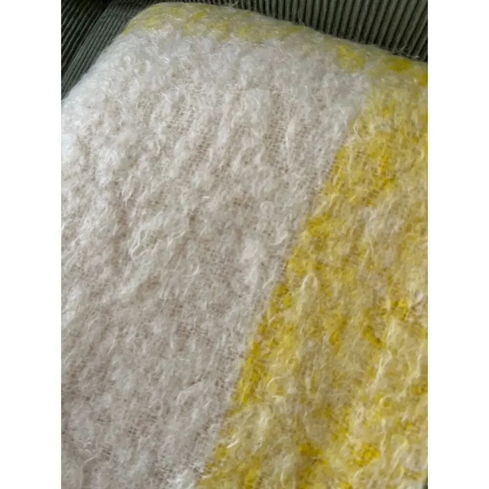 Vintage Lena Rewell 100% Mohair Yellow Made in Finland Throw Blanket